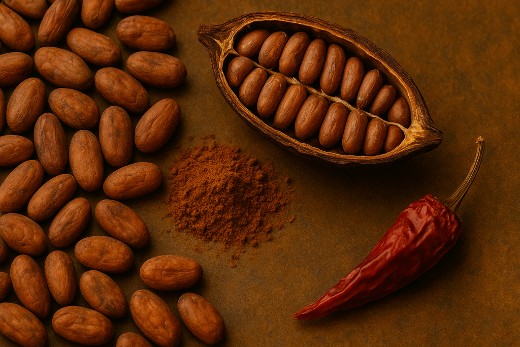 Lemn și cacao cu ardei iute