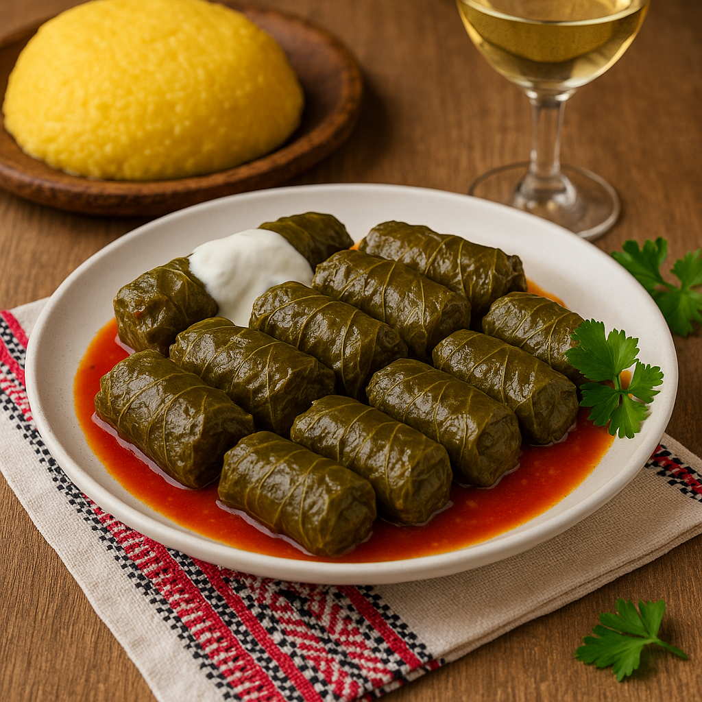 Sarmale cu mămăligă și vin