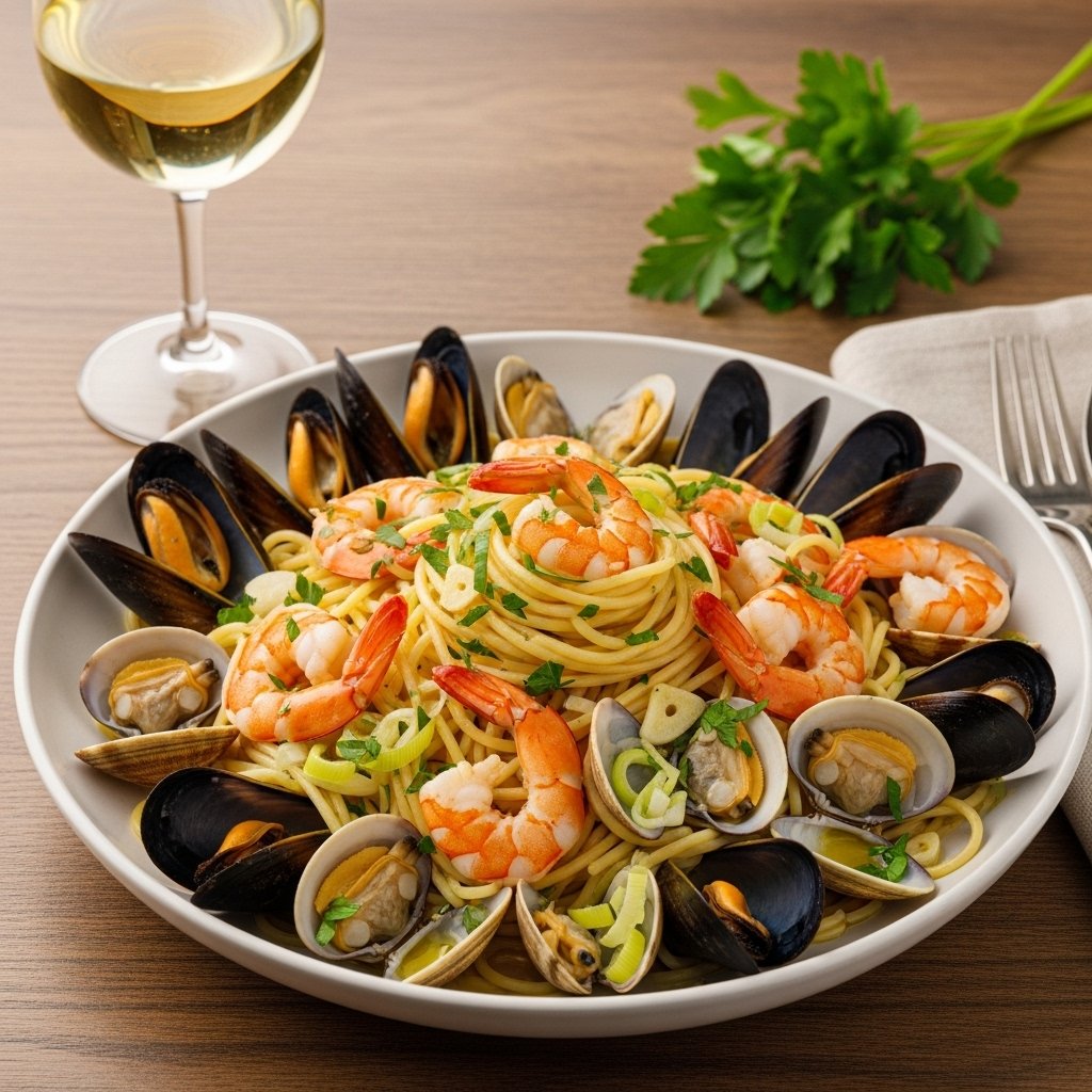 Spaghetti cu fructe de mare3